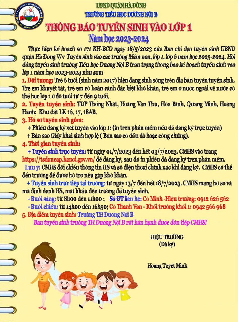 TUYÊN SINH NĂM HỌC 2023-2024