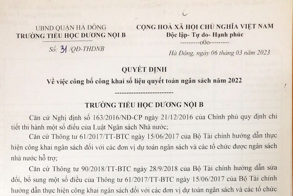 Công bố công khai số liệu quyết toán ngân sách năm 2022