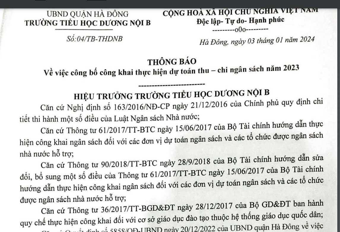 Công bố công khai thực hiện dự toán, chi ngân sách năm 2023