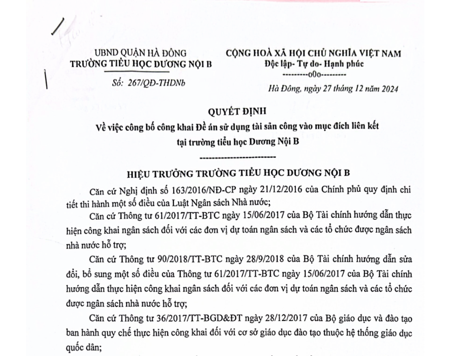 Công khai đề án sử dụng tài sản công